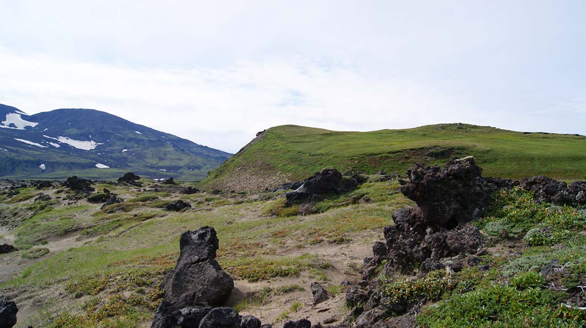 Лавовые пещеры вулкана Горелый, изображение ландшафта.
