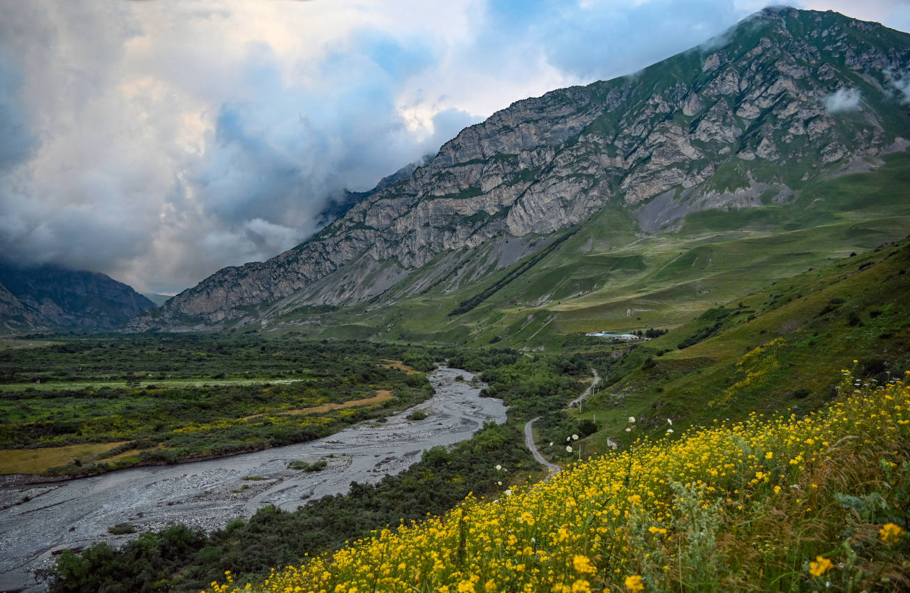 Даргавская котловина, изображение ландшафта.